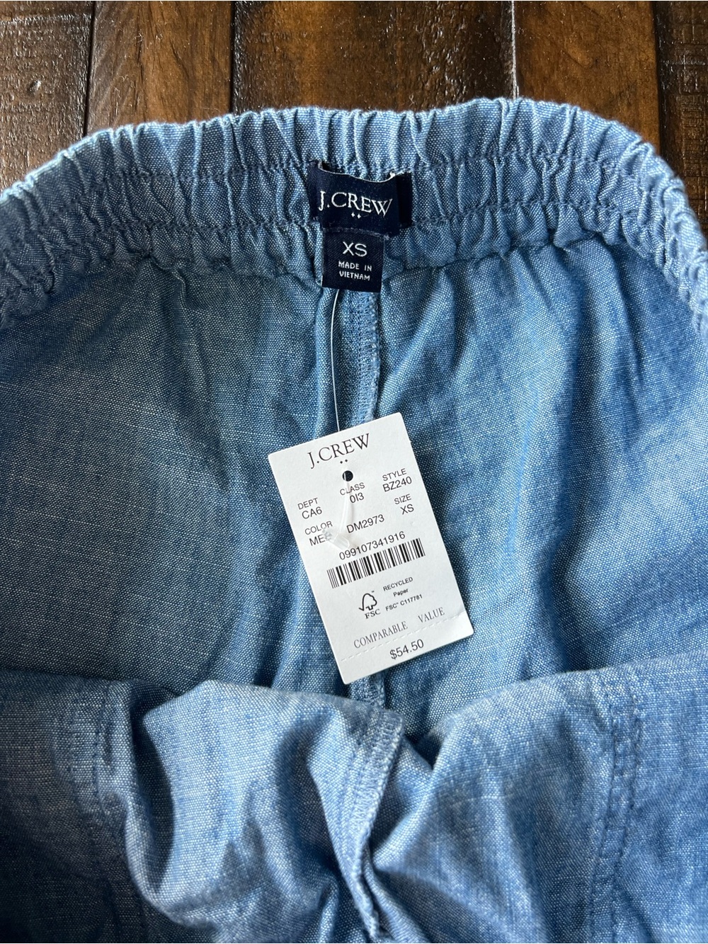 NWT J.CREW Light Denim Chambray Drawstring Waist Skirt - Light Blue